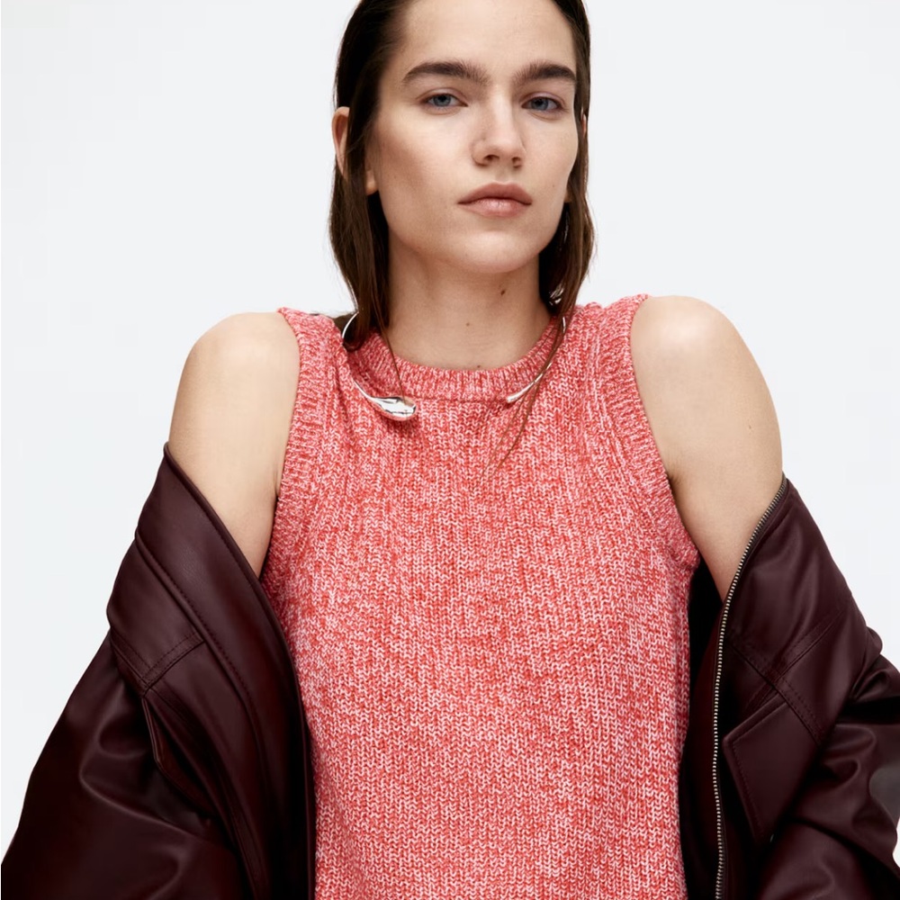 Red Sleeveless Sweater Vest